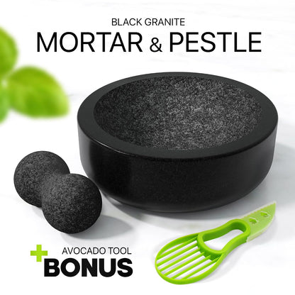 Umien Granite Mortar and Pestle Set 8-Inch (3.5-Cup), Molcajete, Grey