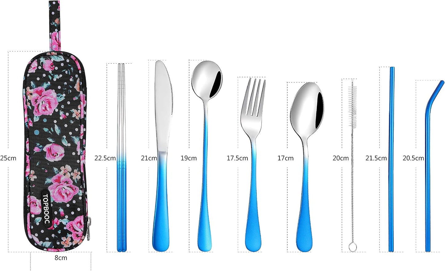 Travel Utensils,Reusable Silverware Set To Go Portable Cutlery Set with a Waterproof Carrying Case for Lunch Boxes Workplace Camping Picnic (Purple)