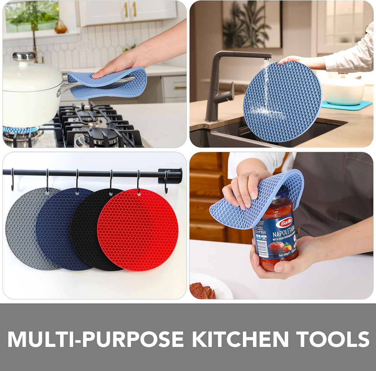 Joyhalo 4 Pack Trivets for Hot Dishes
