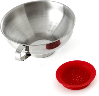 Norpro Stainless Steel Wide Mouth Funnel with Silicone Strainer