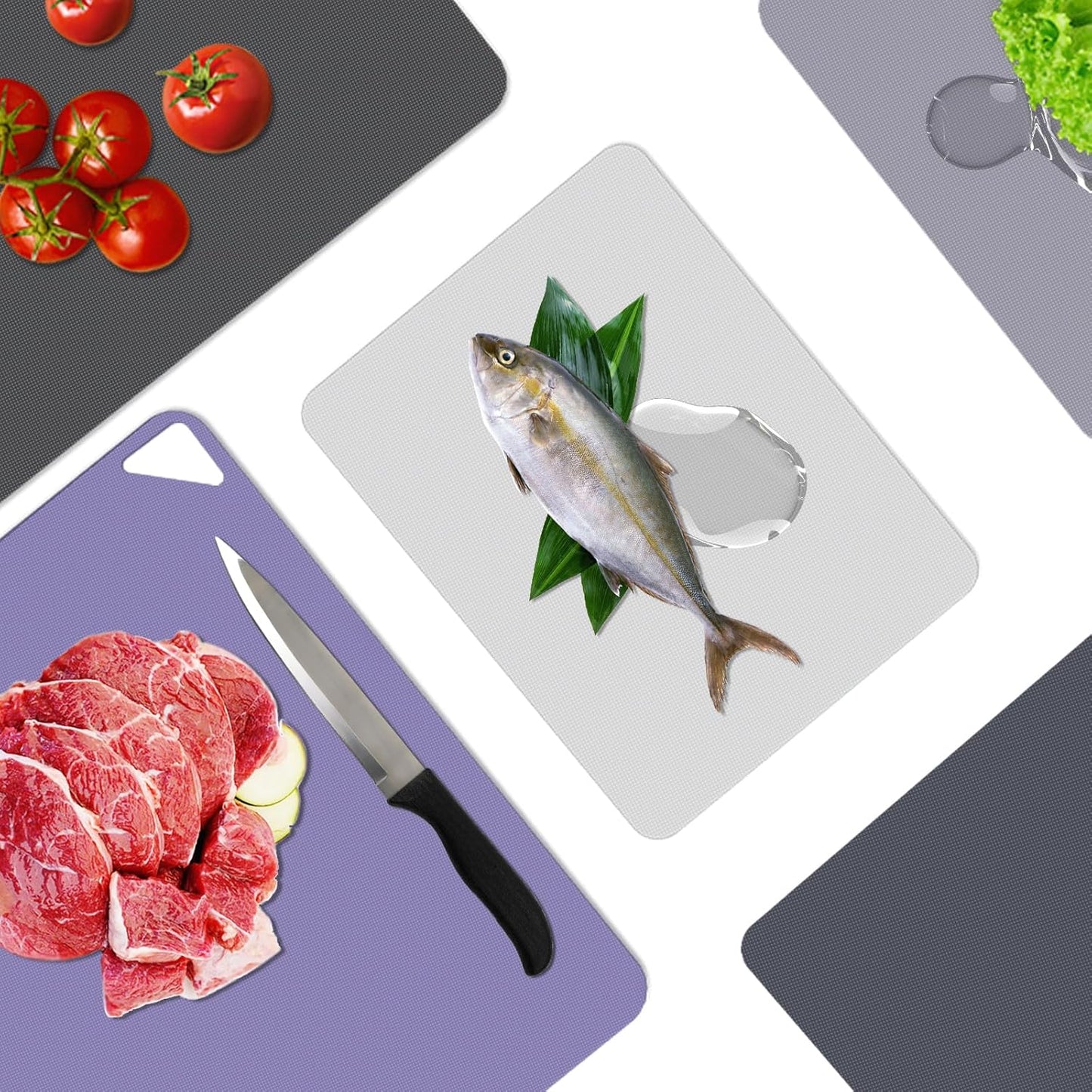 WK Small Flexible Plastic Cutting Boards for Kitchen Set of 3, Non Slip Cutting Mats for Meat, Mini Cutting Board Mats, BPA Free, Dishwasher Safe, 7.3x11.5"
