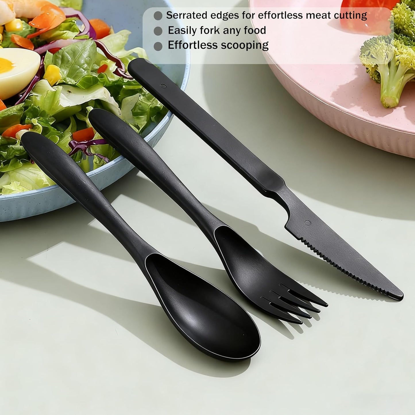 2 Pack Travel Utensils Set with Case, Wheat Straw Reusable Cutlery Set, Portable Spoon Knife Fork Tableware for Lunch Box, Picnic, Camping, Office, BPA Free for Adults Kids