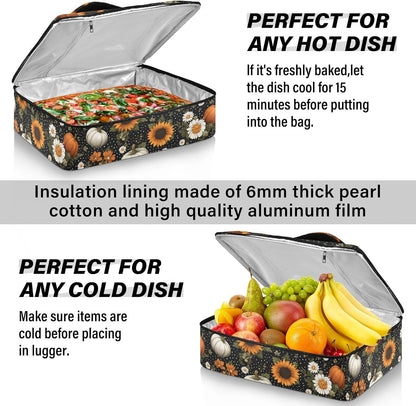 Casserole Carriers for Hot or Cold Food Reusable Casserole Dish Carrier Insulated Thermal Large Capacity Durable Perfect for Party Camping Family Gatherings Yellow Fish - Colors B
