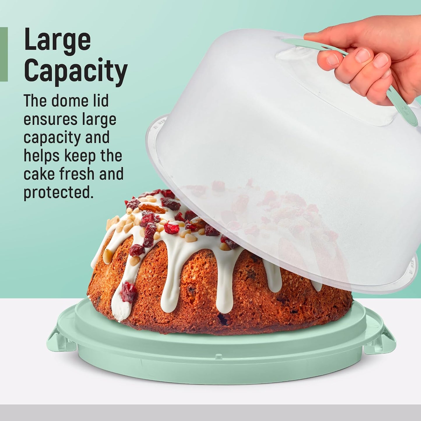 Tribello Extra Large Cake Storage Container, Cake Carrier With Handle Holds Cake 12 X 12 X 5 (Being)