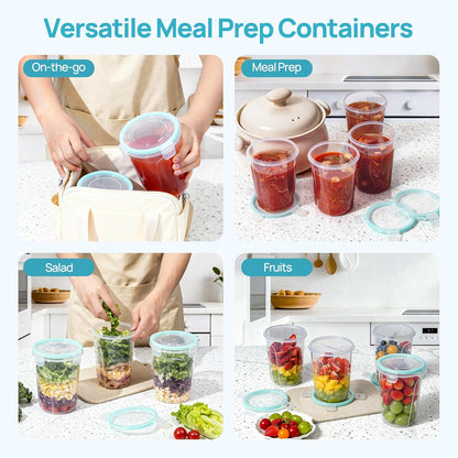 Vtopmart 12 Pack 32oz Freezer Storage Containers, Soup Container with Airtight Lids, Reusable Plastic Meal Prep Container, Deli Containers for Lunch, Salad, Leftover, Oats, Microwave/Dishwasher Safe