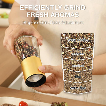Vucchini Gold Salt and Pepper Grinder Mill Adjustable Coarseness Ceramic
