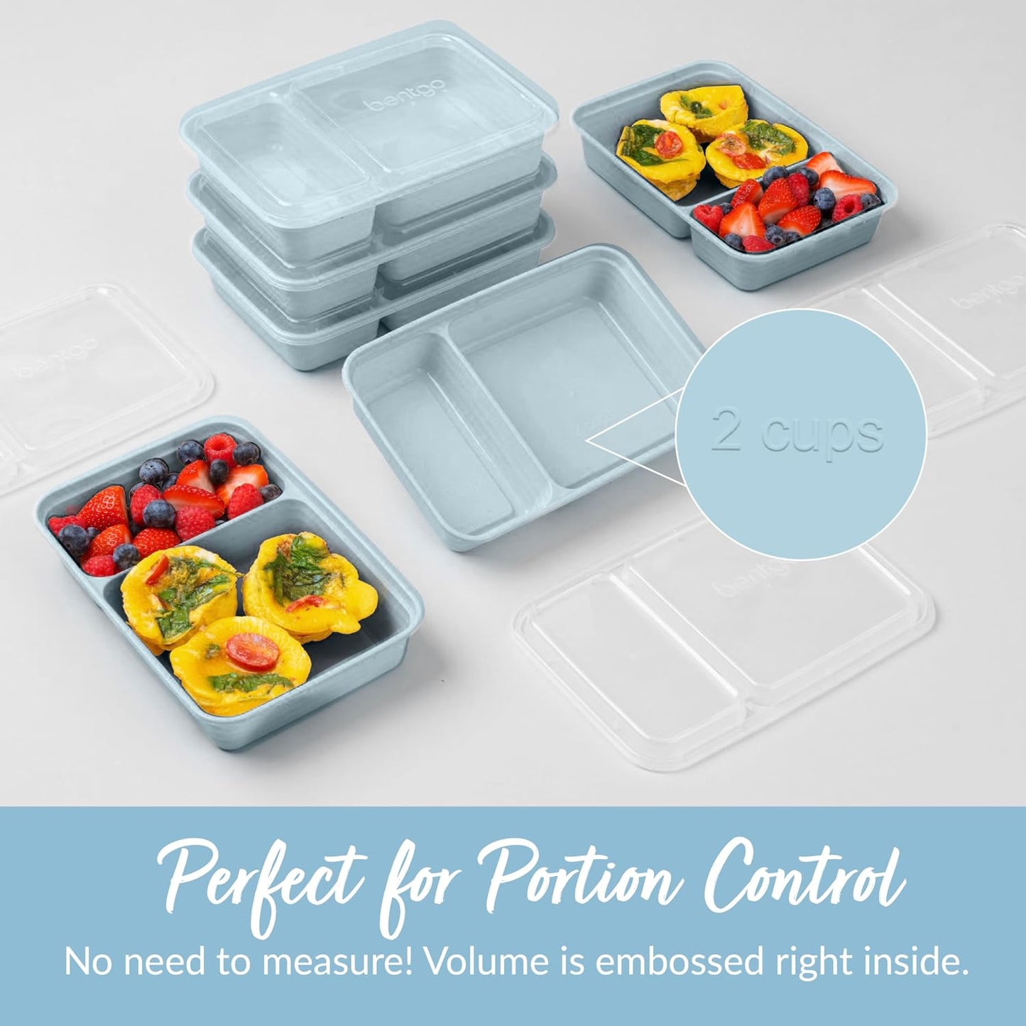 Bentgo Prep - 20-Piece 2-Compartment Reusable Meal Prep Containers with Lids, PFAS & BPA Free Materials, Durable, Microwave, Freezer, & Dishwasher Safe To Go Food Storage (Rose Gold)