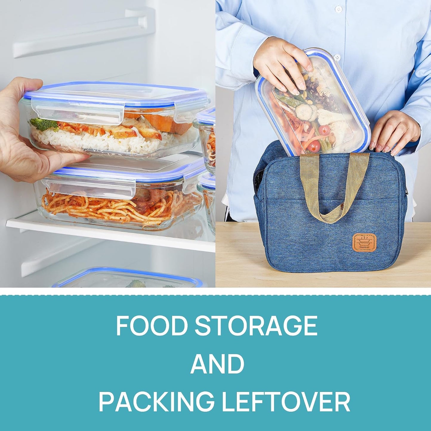 Vtopmart 10 Pack 35oz Glass Food Storage Containers with Lids, Meal Prep Containers, Airtight Reusable Lunch Container Set, Safe for Oven, Microwave, Freezer, and Dishwasher, Grey