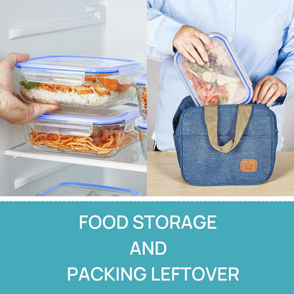 Vtopmart 10 Pack 35oz Glass Food Storage Containers with Lids, Meal Prep Containers, Airtight Reusable Lunch Container Set, Safe for Oven, Microwave, Freezer, and Dishwasher, Grey