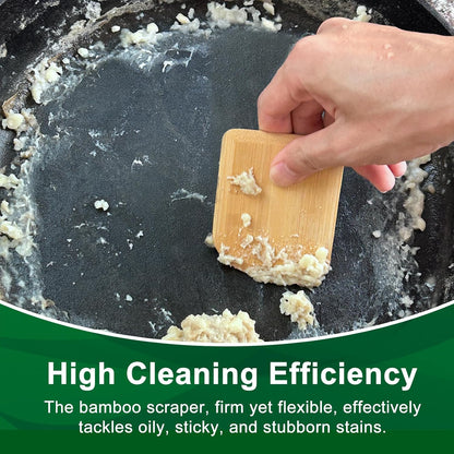 Bamboo Pan Scraper, Pot Scraper, Food Scraper, Kitchen Scraper Tools for Cast Iron Skillets, Cookware, Dishes, Pans and Pots