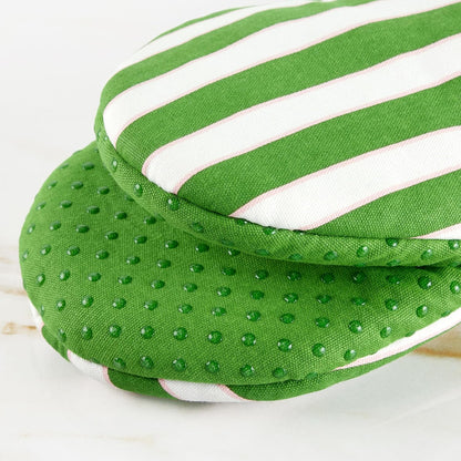 kate spade new york Botanical Stripe Mini Oven Mitt 2-Pack Set, 5.5" x 8", Black/Beige