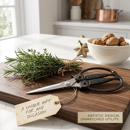XSNBRD All Purpose Kitchen Scissors, Pearl Gold Stainless Owl Shears.