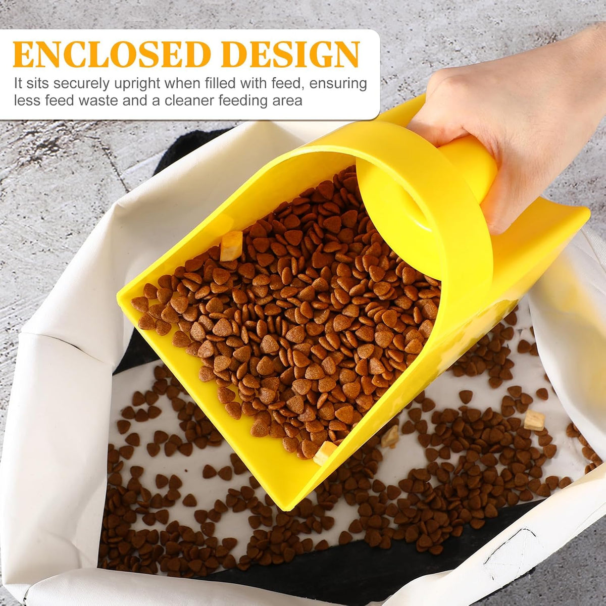 FillTouch 8 Pcs Feed Scoop 2 Qt Plastic Enclosed Heavy Duty Stackable Feed Scoop for Bird Horse Chicken Livestock Animal Ranchers Homesteaders Farmers(Yellow)