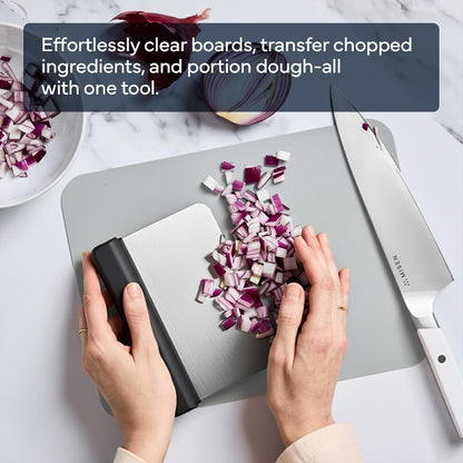 Misen Stainless Steel Bench Scraper - Versatile Food Scraper with Blue Handle - Ideal for Kitchen, Pastry & Dough - Durable Cutting Board Scraper Tool for Effortless Transfer into Pots & Pans - Blue