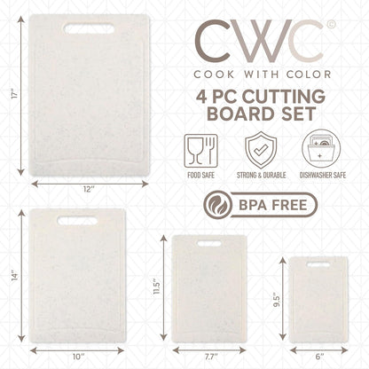 COOK WITH COLOR Non-Slip Cutting Board Set – Kitchen Essentials with Easy Grip Handle for Meat, Veggies, and Fruits, 3 Cutting Boards, Speckled White