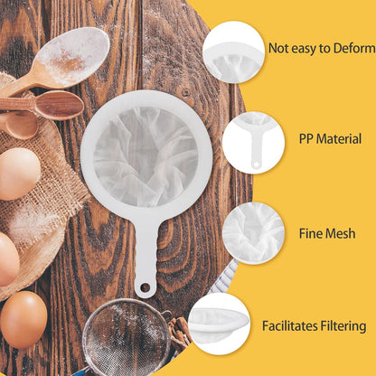 Uenhoy 2 Pcs Nylon Mesh Strainers 120 200 Kitchen Sieve With Handle White