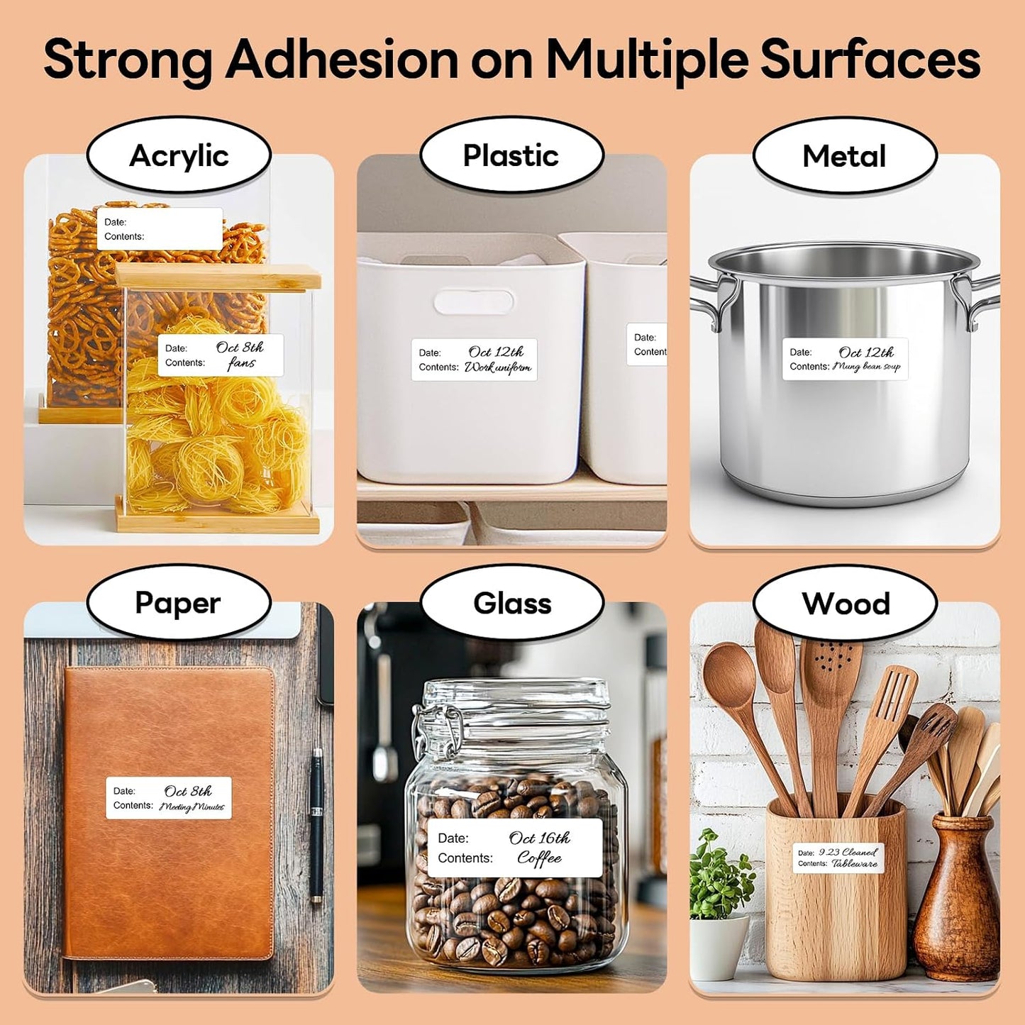 1" x 3" Freezer Labels, 350 PCS Removable Food Storage Stickers, 2 Color Waterproof & Oil-Resistant Write-On Freezer Labels for Kitchen, Refrigerator, Meal Prep, and Containers, TRSTGIX