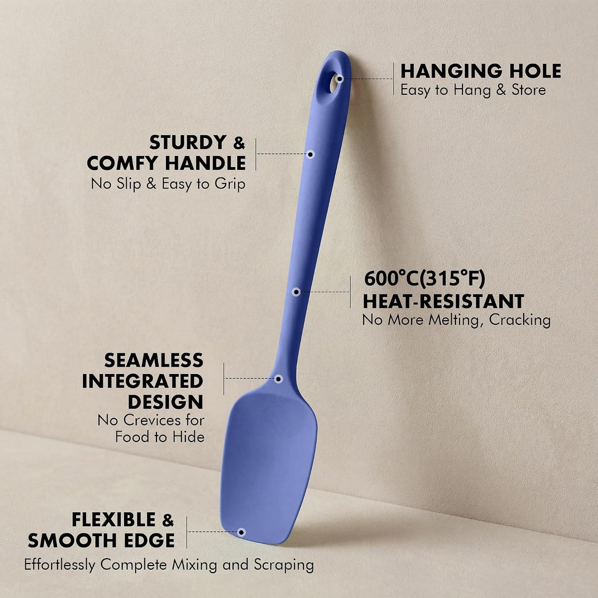 Silicone Spoonula Set, 600ºF Heat Resistant, 3Pcs, Multicolor 3
