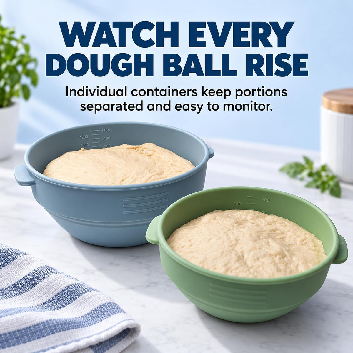 Collapsible Pizza Dough Proofing Containers with Lids, 4-Pack