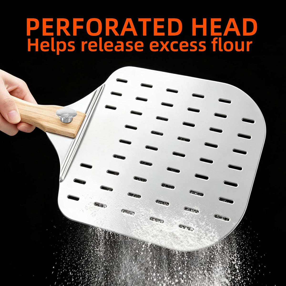 Aluminum Pizza Peel 12 x 24 Inch, Perforated Pizza Paddle