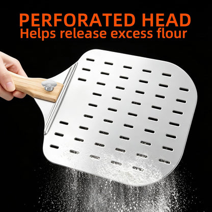 Aluminum Pizza Peel 12 x 24 Inch, Perforated Pizza Paddle