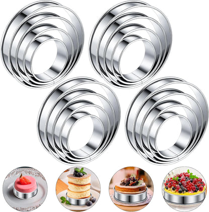Boao 16 Pcs Cookie Rings for Baking English Muffin Ring Egg Mold, 3 Inch