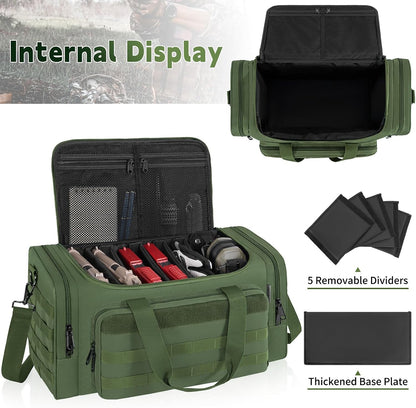 Tactical Pistol Range Bag, Gun Range Bag for Handguns, Shooting Duffle Range Pistol Bag with 6X Magazine Slots, Extra Pockets for Ammo and Essentials