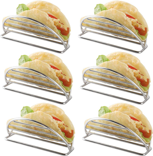 Taco Holders Stand Stainless Steel Taco Rack Tray Stand Up Holder Kitchen Set for Tortillas, Burritos, Parties & Restaurants (Taco Holder)