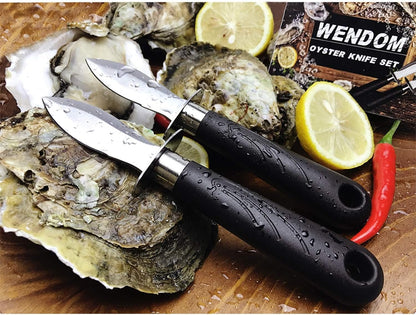 Oyster Knife Shucker Set Oyster Shucking Knife and Gloves Cut Resistant Level 5 Protection Seafood Opener Kit Tools Gift(2knifes+2Glove+1Cloth)