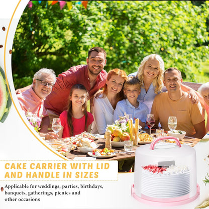 Baderke 10 Inch Round Cake Carrier with Lid and Handle - Two Sided Cake Holder & Box for Transport, Pie, Cupcake(White)