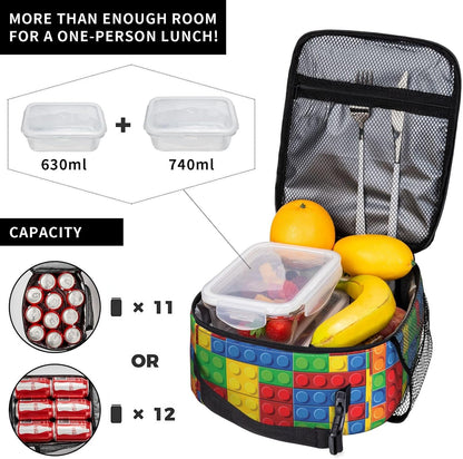 Black Cat Reusable Lunch Box Food Bag Insulated Lunch Bag for Teenage Boys Girls School Beach