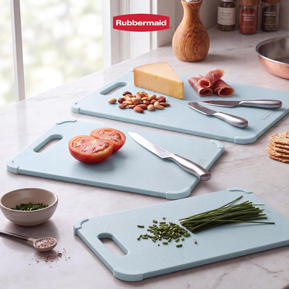 Rubbermaid 3pc Reversible Wheat Fiber Cutting Board Set | BPA Free Non Toxic Cutting Boards for Kitchen – Dishwasher Safe, Non-Slip Corners & Lightweight | For Meat, Veggies & Fruits