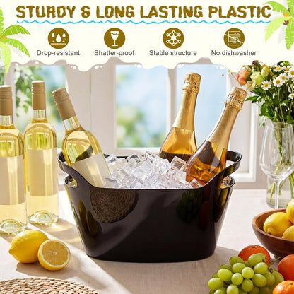 meekoo 6 Pack 6l Ice Bucket for Parties, Plastic Beverage Tub with Handles, Portable Ice Drink Bucket for Wine, Champagne, Beer, Cocktail, Large Drink Chiller for Wedding, Bar, Picnic, Pool(White)