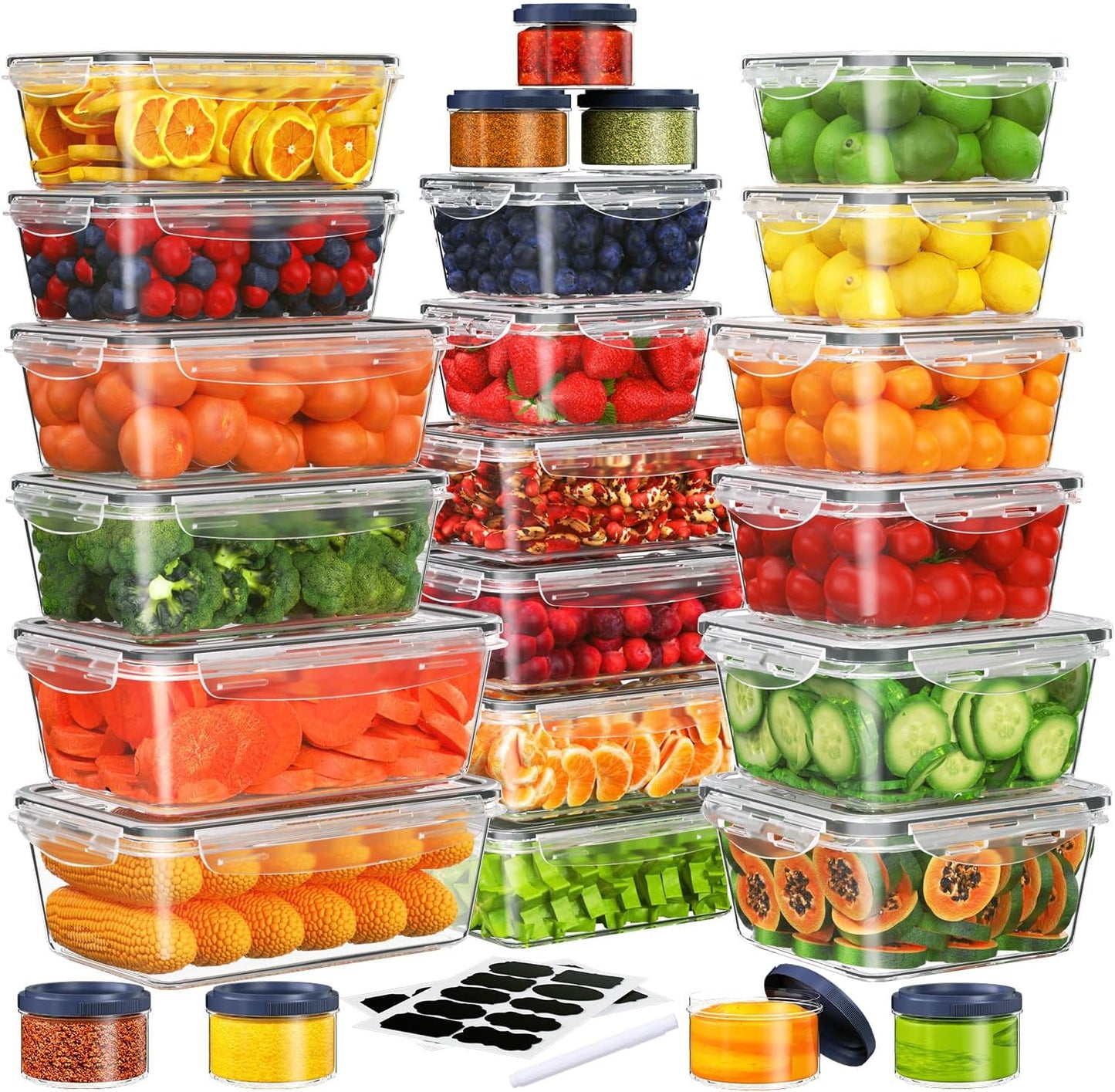 28 Pieces Food Storage Containers with Lids EXTRA LARGE Freezer Containers for Food BPA-Free Meat Fruit Vegetables Plastic Containers with lids Storage Airtight Leak-Proof Food Boxes for Kitchen