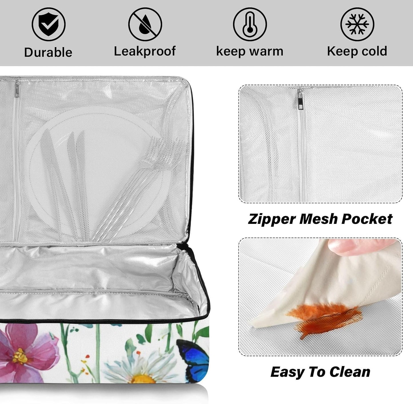 Casserole Carriers for Hot or Cold Food Reusable Casserole Dish Carrier Insulated Thermal Large Capacity Durable Perfect for Party Camping Family Gatherings Yellow Fish - Colors A