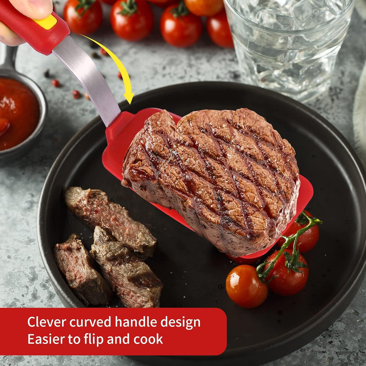 Silicone Spatula Turner Set Large And Thin Flipper Spatulas Heat Resistant 600 ° F Slotted Flexible Turner Cooking Utensils For Nonstick Cookware Egg,Pancake,Fish,Omelette,Hamburger (3 Pack)