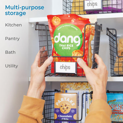 iDesign Classico Storage Basket with Handles for Pantry, Kitchen, Bathroom, Countertop, and Desk Organization, Stackable-Medium