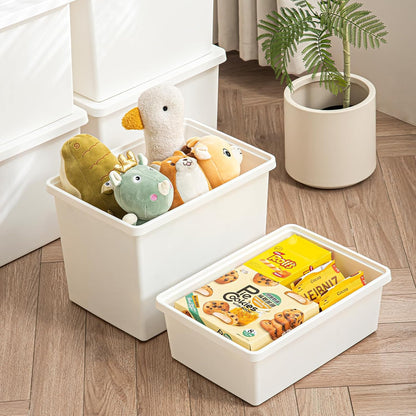 3 Extra Large Storage Bin with 4 Quiet 360° Swivel Casters - 55cm Heavy Duty Organizer with Snap-On Lid, Dust-Proof Moisture-Proof, Stackable Design for Living Room, Bedroom, Study