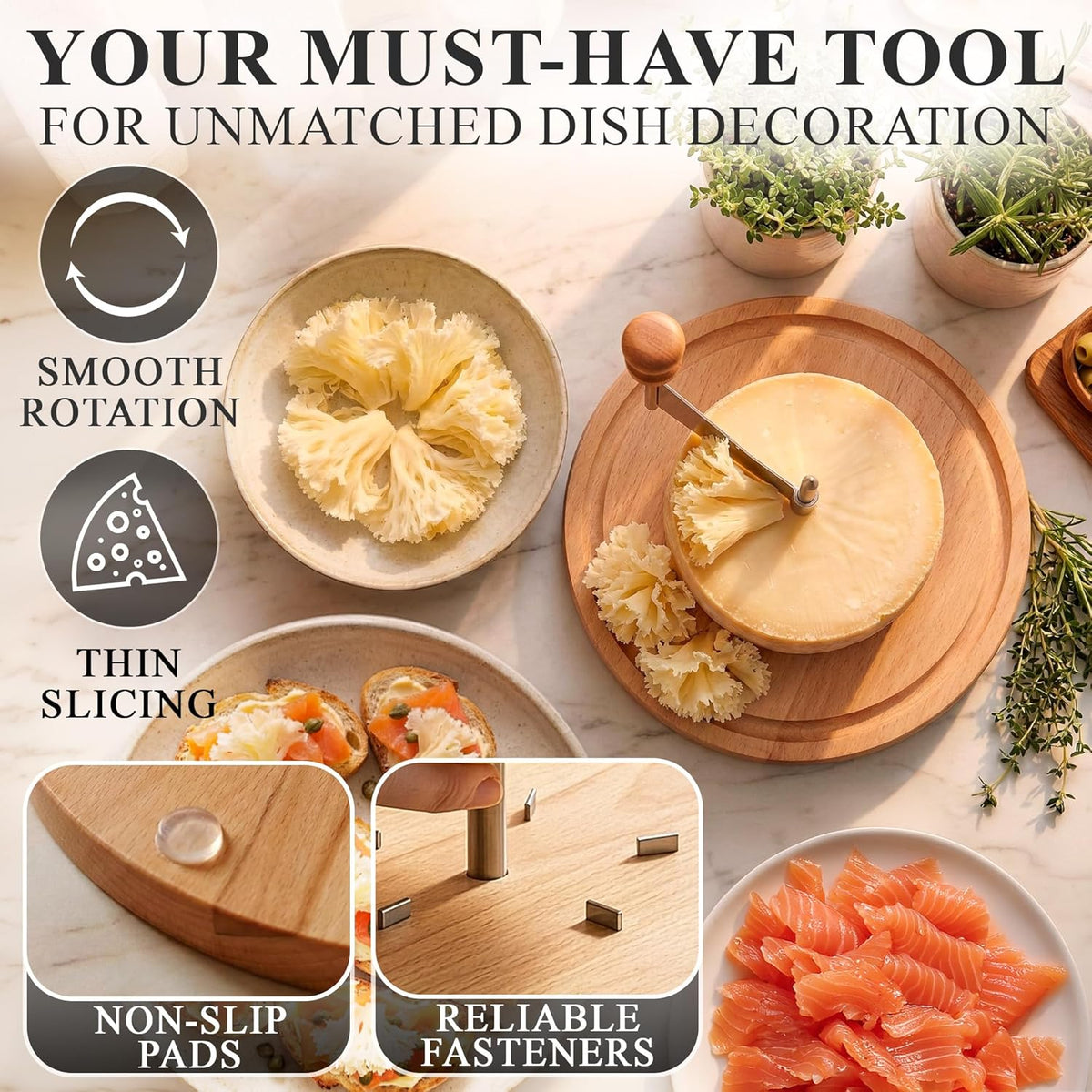 Cheese Curler for Making Rose-Shaped Cuts, Stainless Steel Blade