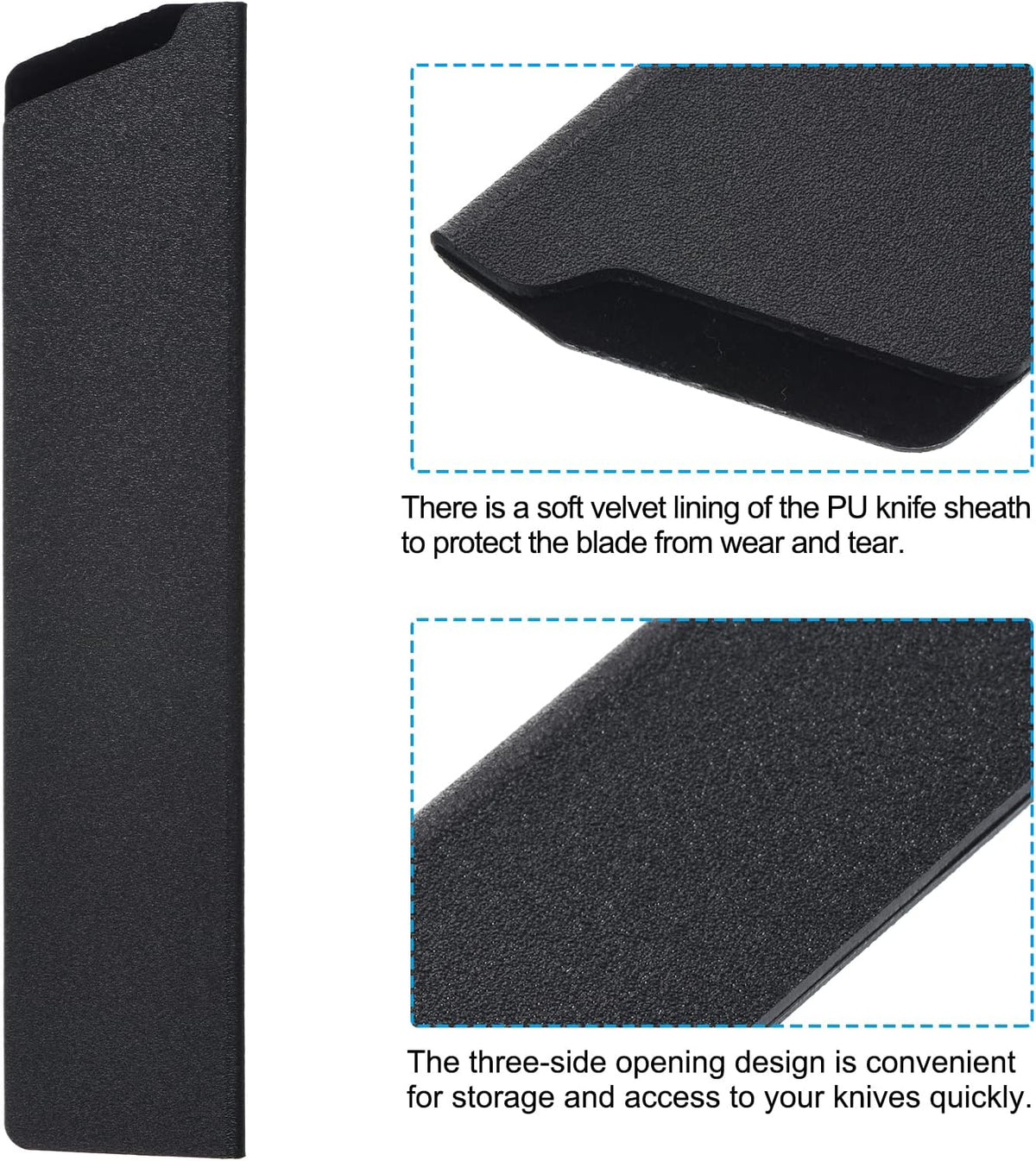 PATIKIL ABS Knife Cover Sleeves for 8" Chef Knife, Knives Edge Guard Blade Protector Universal Knife Sheath for Home Kitchen, Black