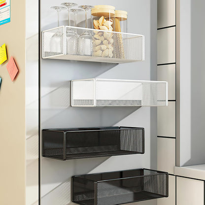 Magnetic Basket Organizer Holder for Fridge Magnetic Storage Bin Box Containers for Refrigerator Whiteboard Classroom (Large, Black)