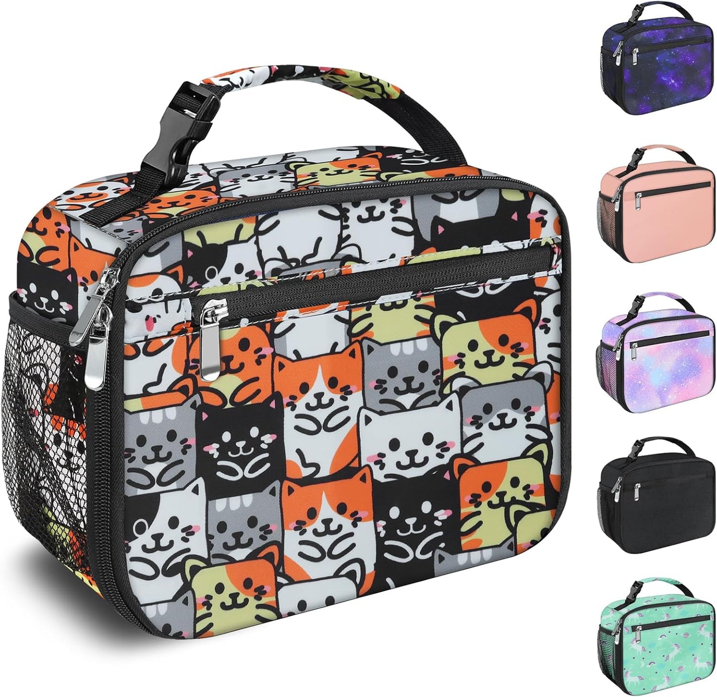 Kids Lunch Box for Boys Girls Lunch Bag Insulated Durable Lunchbox Children Lunch Tote Bag for School Black