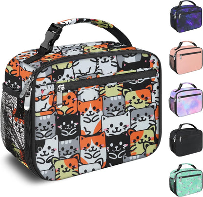 Kids Lunch Box for Boys Girls Lunch Bag Insulated Durable Lunchbox Children Lunch Tote Bag for School Black