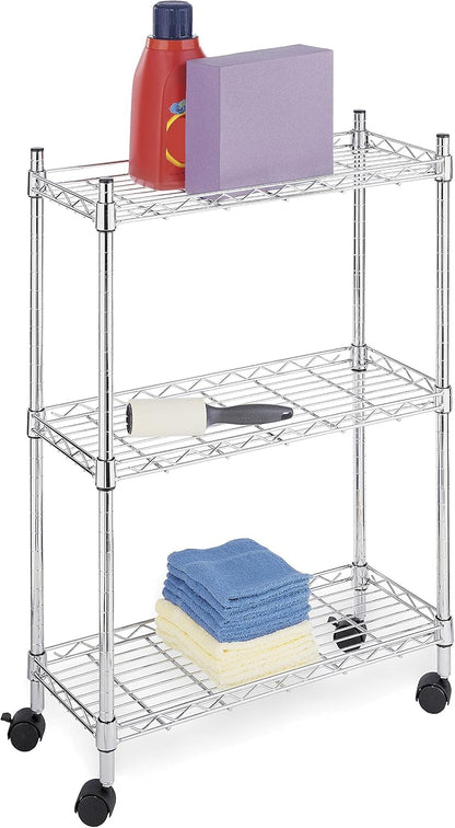 Whitmor 2-Wire Shelving Unit, Metal Storage Shelves, Stacking Shelf with Basket, Easy Assembly Home Organizer for Pantry, Kitchen, Garage, Plant