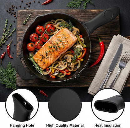 2pcs cast Iron Handle, Silicone Handle for Cast Iron Skillet, Heat-Resistant Cast Iton Handles Sleeve for Frying Pan Cast Irons Skillet Griddle Cookware,Black