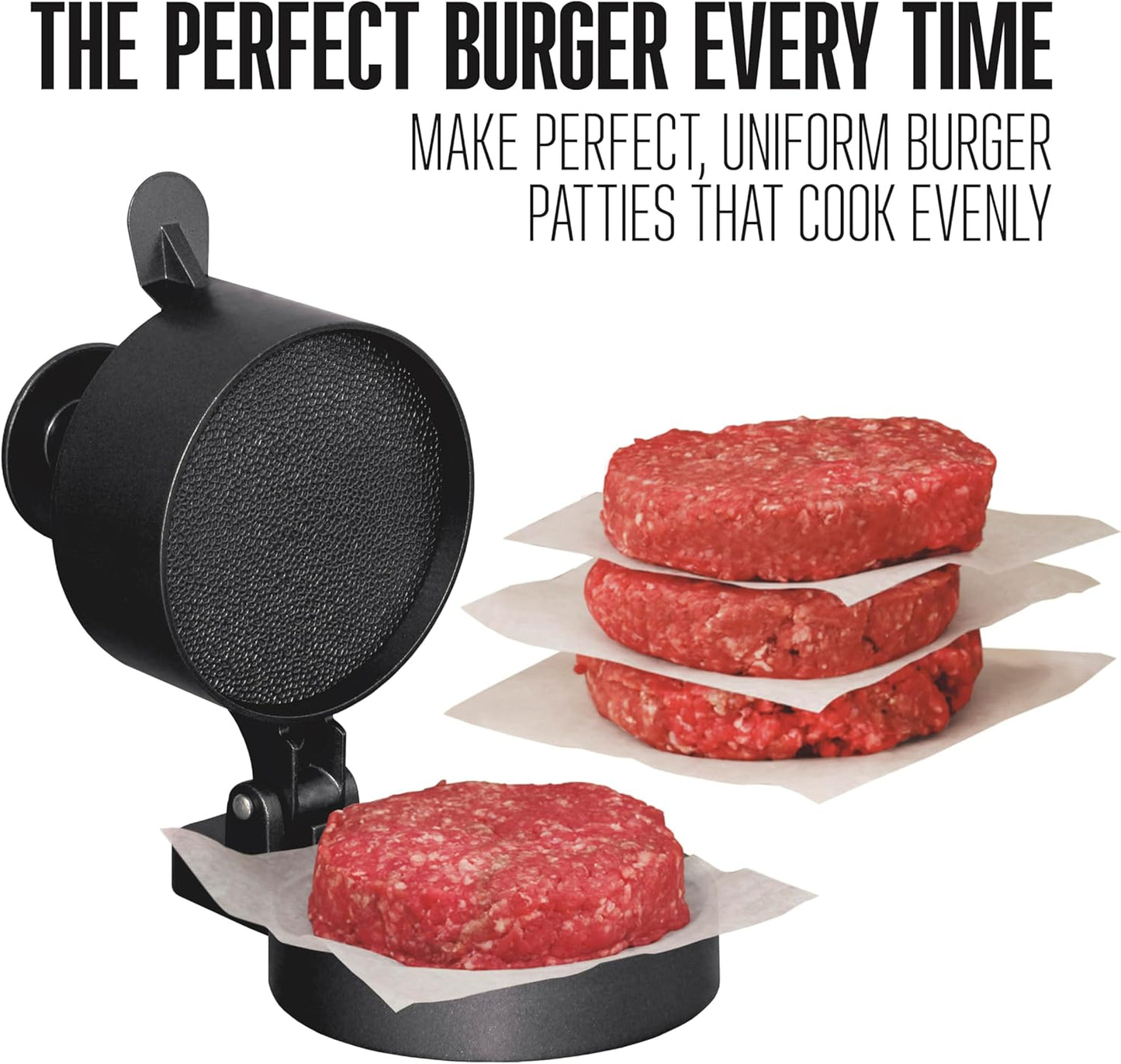 Weston Burger Press, Makes 4 1/2" Diameter Patties for Hamburger, Crab Cakes, Sausage, 1/4lb to 3/4lb, Single, Non-stick Heavy-Duty Cast Aluminum (07-0301)