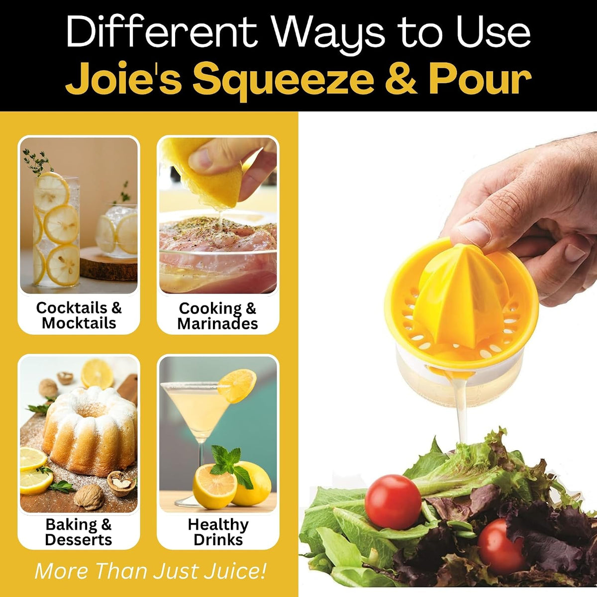 Joie Lemon and Lime Small Hand Juicer and Reamer, Built-In Measuring Cup