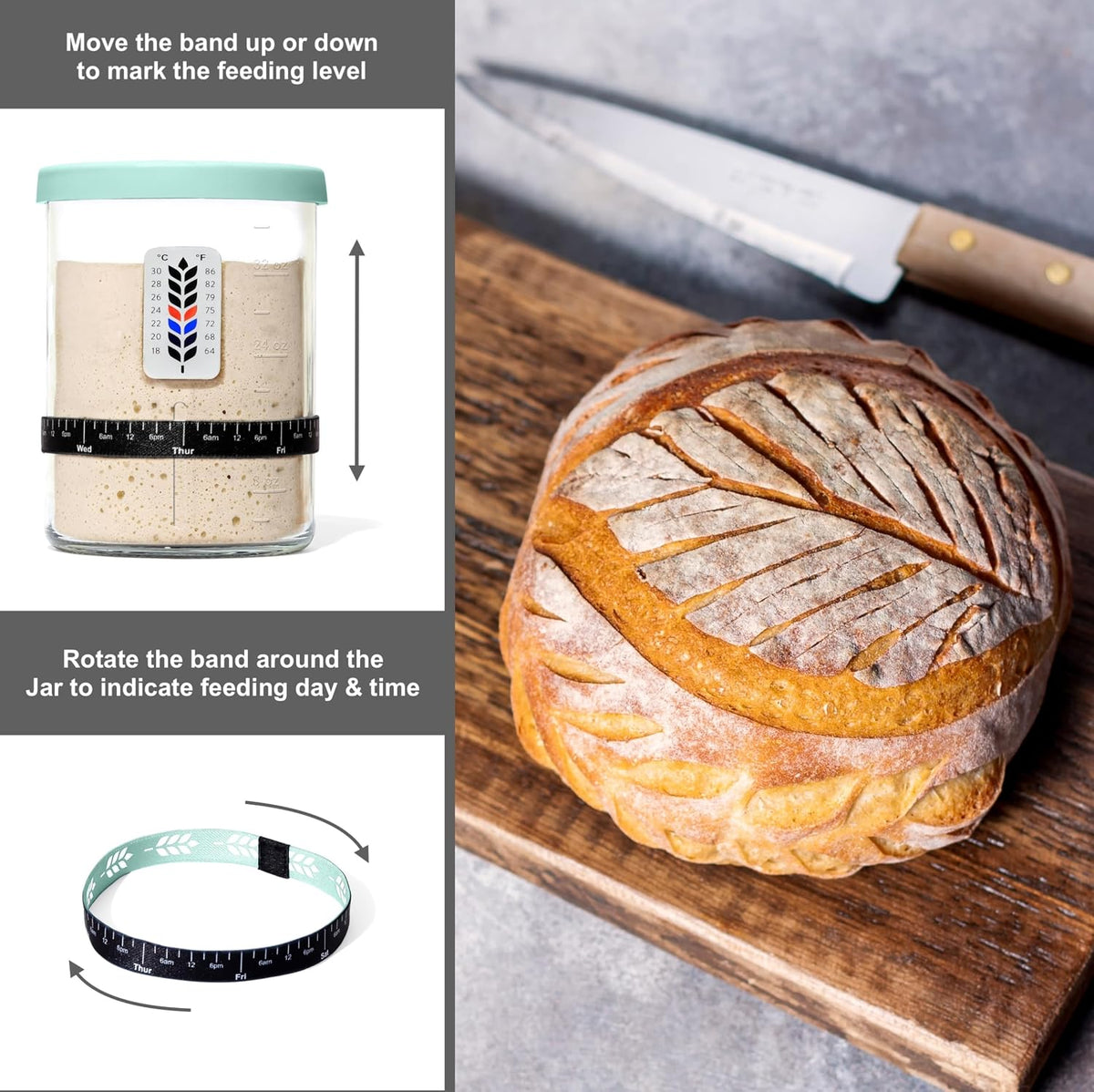BALCI Premium Sourdough Starter Jar - 40oz Wide Mouth Kit (Blue)