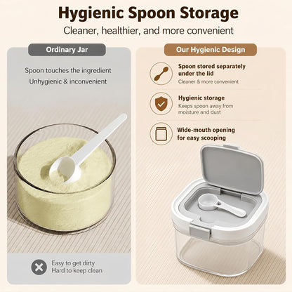 Airtight Brown Sugar Container with Spoon - 27 Fl Oz (800ml) Clear Storage Jar for Pantry - BPA-Free AS Material Perfect for Ground Coffee (Holds 12 oz Weight), Beans, Flour & Tea