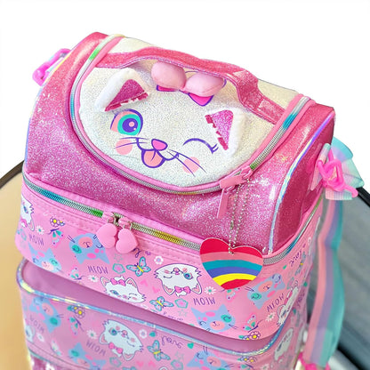 Kids Double Decker Cooler Insulated Lunch Bag, Back to School Large Meal Tote for Boys, Girls, Men, Women, with Adjustable Strap, Soccer